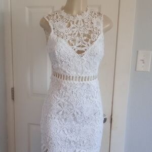 Chic White Lace Midi Dress